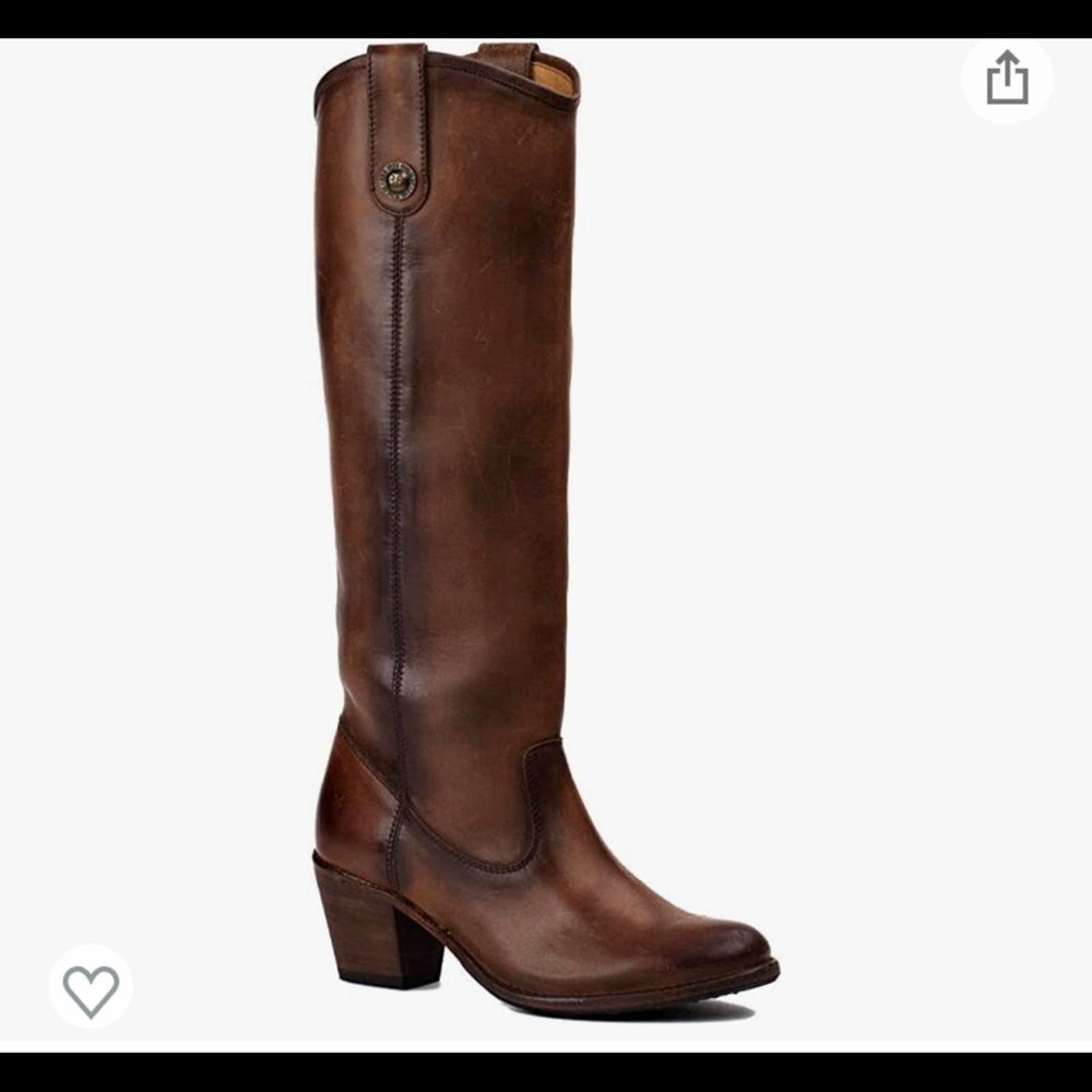 Frye Jackie Leather Button Lug Tall Knee High Pull On Boots